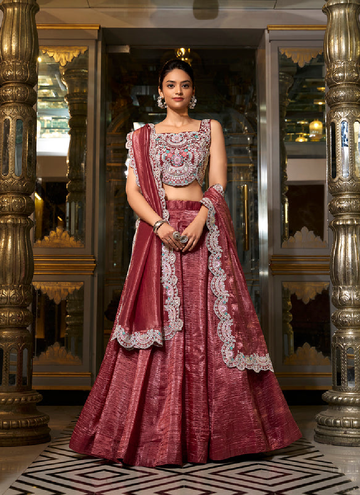 Designer Festive Gold crush lehenga with a embroidered blouse